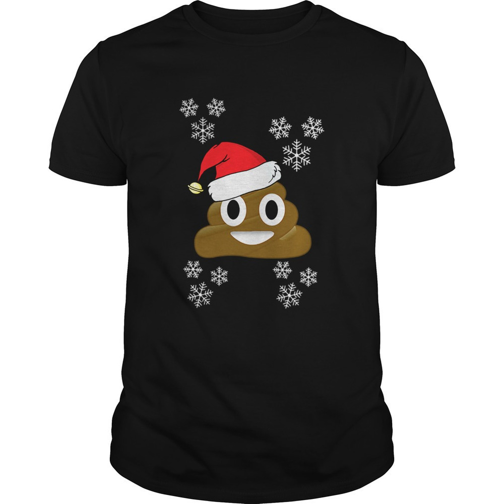 Poop Emoji Santa Hat Christmas Holiday Snowflake Shirt